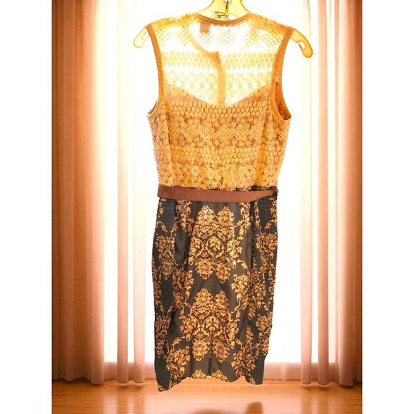 Beguile by Byron Lars Sleeveless Lace Bodice Belted Dress 4P Elegant - Picture 2 of 10